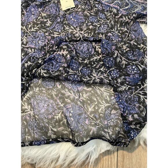 NWT Lucky Brand Live in Love Womens Sz Medium Sheer Blouse Boho Peasant - Picture 8 of 15